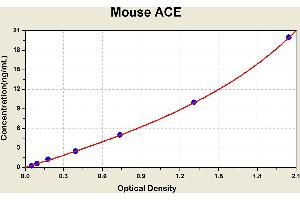 Diagramm of the ELISA kit to detect Mouse ACEwith the optical density on the x-axis and the concentration on the y-axis. (Angiotensin I Converting Enzyme 1 ELISA Kit)