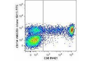 Flow Cytometry (FACS) image for anti-Killer Cell Lectin-Like Receptor Subfamily K, Member 1 (KLRK1) antibody (FITC) (ABIN2661387) (KLRK1 antibody  (FITC))