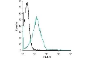 Cell surface detection of ZAC in Jurkat living cells: (black line) Unstained cells. (ZACN antibody  (Extracellular))