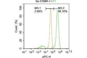 Hela cells were fixed with 4% PFA for 10min at room temperature, permeabilized with 90% ice-cold methanol for 20 min at -20℃, and incubated in 5% BSA blocking buffer for 30 min at room temperature. (Glucocorticoid Receptor antibody  (pSer211))