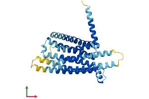 AlphaFold protein structure predicition of Mouse Recombinant Tas2r103 Protein, UniprotID Q9JKA3 (TAS2R103 Protein (AA 1-312) (His tag))