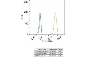 Flow cytometry: Jurkat cells were stained with Rabbit IgG isotype control (, 2. (CD3D antibody)