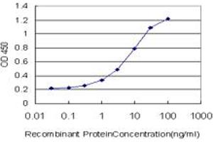 Detection limit for recombinant GST tagged RAB26 is approximately 1ng/ml as a capture antibody. (RAB26 antibody  (AA 157-254))