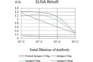 Black line: Control Antigen (100 ng),Purple line: Antigen (10 ng), Blue line: Antigen (50 ng), Red line:Antigen (100 ng) (ULBP2 antibody  (AA 26-216))
