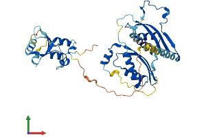 AlphaFold protein structure predicition of Human Recombinant SMARCB1 Protein, UniprotID Q12824 (SMARCB1 Protein (AA 1-385) (His tag))