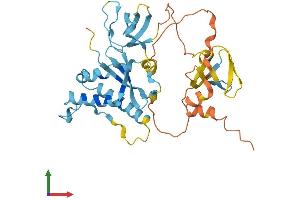 AlphaFold protein structure predicition of Mouse Recombinant Noxo1 Protein, UniprotID Q8VCM2 (NOXO1 Protein (AA 1-349) (His tag))