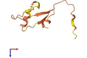AlphaFold protein structure predicition of Human Recombinant LINC00587 Protein, UniprotID B1AMM8