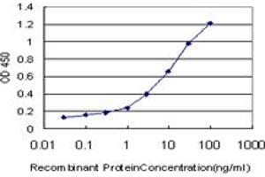 Detection limit for recombinant GST tagged TRIM68 is approximately 0. (TRIM68 antibody  (AA 181-280))
