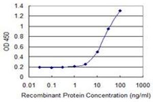 Detection limit for recombinant GST tagged HOXB9 is 1 ng/ml as a capture antibody. (HOXB9 antibody  (AA 65-163))