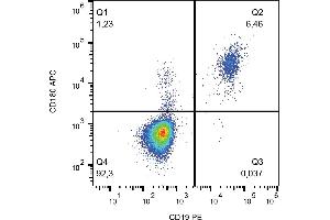 Flow cytometry analysis (surface staining) of human peripheral blood cells with anti-CD180 (G28-8) APC. (CD180 antibody  (APC))