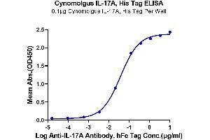 Immobilized Cynomolgus IL-17A, His Tag at 1 μg/mL (100 μL/well) on the plate.