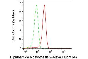 Flow cytometric analysis of Diphthamide biosynthesis 2 expression in HepG2 cells using Diphthamide biosynthesis 2 antibody (ABIN7798349), 1:1,000). (DPH2 antibody)