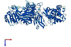 AlphaFold protein structure predicition of Human Recombinant TCAF2 Protein, UniprotID A6NFQ2