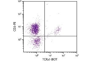 Chicken peripheral blood lymphocytes were stained with Mouse Anti-Chicken TCRγδ-BIOT. (TCRgd antibody (Biotin))