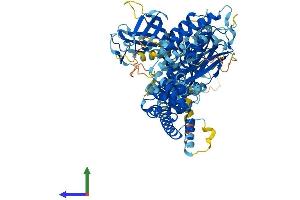 AlphaFold protein structure predicition of Human Recombinant RASA3 Protein, UniprotID Q14644 (RASA3 Protein (AA 1-834) (His tag))