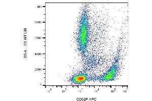Surface staining of human peripheral blood with anti-CD62P (AK4) APC. (P-Selectin antibody  (APC))