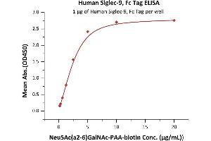 Immobilized Human Siglec-9, Fc Tag (ABIN6923178,ABIN6938850) at 10 μg/mL (100 μL/well) on Diamond Protein A Protein, His Tag precoated (0. (SIGLEC9 Protein (AA 18-348) (Fc Tag))