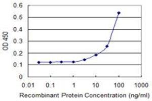 Detection limit for recombinant GST tagged DFNA5 is 3 ng/ml as a capture antibody. (DFNA5 antibody  (AA 111-200))
