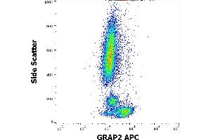 Flow cytometry intracellular staining pattern of human peripheral whole blood stained using anti-human GRAP2(UW40) APC antibody (concentration in sample 1,7 μg/mL). (GRAP2 antibody  (APC))
