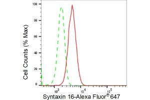 Flow cytometric analysis of Syntaxin 16 expression in HepG2 cells using Syntaxin 16 antibody (ABIN7800492), 1:2,000). (Recombinant Syntaxin 16 antibody)
