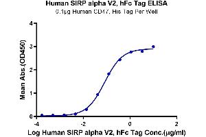 Immobilized Human CD47 at 1 μg/mL (100 μL/Well). (SIRP AlphaV2 protein (Fc Tag))