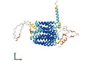 AlphaFold protein structure predicition of Human Recombinant SLC18A3 Protein, UniprotID Q16572 (SLC18A3 Protein (AA 1-532) (His tag))