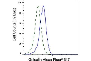 Validation of Gelsolin knockdown using flow cytometry. (Recombinant Gelsolin antibody)