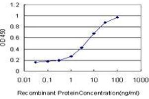Detection limit for recombinant GST tagged ZNF131 is approximately 0. (ZNF131 antibody  (AA 139-238))