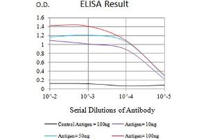 Black line: Control Antigen (100 ng),Purple line: Antigen (10 ng), Blue line: Antigen (50 ng), Red line:Antigen (100 ng) (CCL4 antibody  (AA 24-92))