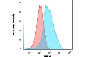 Flow Cytometric Analysis of PFA-fixed MCF-7 cells using Ubiquitin-Monospecific Mouse Monoclonal Antibody (UBB/1748) followed by goat anti-Mouse IgG-CF488 (Blue); Isotype Control (Red). (Ubiquitin B antibody  (AA 1-119))