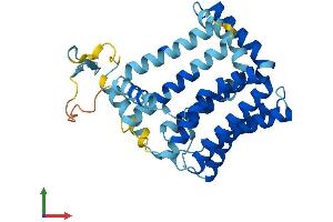AlphaFold protein structure predicition of Mouse Recombinant Pex16 Protein, UniprotID Q91XC9 (PEX16 Protein (AA 1-336) (His tag))