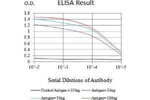 Black line: Control Antigen (100 ng),Purple line: Antigen (10 ng), Blue line: Antigen (50 ng), Red line:Antigen (100 ng) (SALL4 antibody  (AA 96-359))