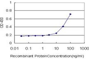 Detection limit for recombinant GST tagged EXT1 is approximately 3ng/ml as a capture antibody. (EXT1 antibody  (AA 246-345))