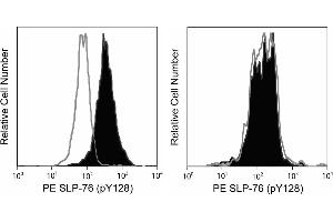 Flow Cytometry (FACS) image for anti-Lymphocyte Cytosolic Protein 2 (SH2 Domain Containing Leukocyte Protein of 76kDa) (LCP2) (pTyr128) antibody (PE) (ABIN1177173)