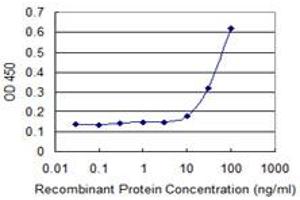 Detection limit for recombinant GST tagged HOXB9 is 3 ng/ml as a capture antibody. (HOXB9 antibody  (AA 65-163))