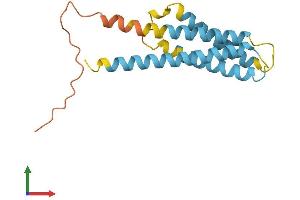AlphaFold protein structure predicition of Mouse Recombinant Cmtm7 Protein, UniprotID Q9ESD6 (CMTM7 Protein (AA 1-167) (His tag))