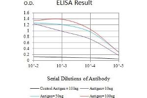 Black line: Control Antigen (100 ng),Purple line: Antigen (10 ng), Blue line: Antigen (50 ng), Red line:Antigen (100 ng) (LSD1 antibody  (AA 709-876))
