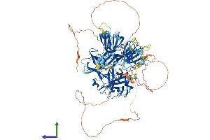 AlphaFold protein structure predicition of Mouse Recombinant Crybg3 Protein, UniprotID Q80W49 (CRYBG3 Protein (AA 1-1005) (His tag))