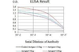 Black line: Control Antigen (100 ng),Purple line: Antigen (10 ng), Blue line: Antigen (50 ng), Red line:Antigen (100 ng) (EVI2B antibody  (AA 22-202))