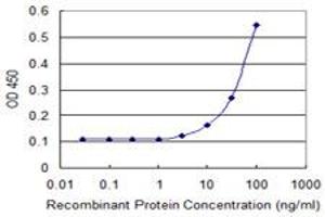 Detection limit for recombinant GST tagged PPP1R16A is 3 ng/ml as a capture antibody. (PPP1R16A antibody  (AA 429-528))