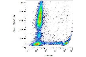 Surface staining of human peripheral blood using anti-human CD8 (clone MEM-31) APC.
