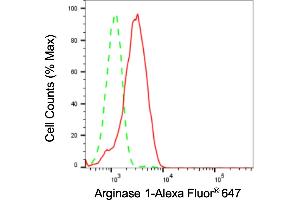 Flow cytometric analysis of Arginase 1 expression in HepG2 cells using Arginase 1 antibody (ABIN7797643), 1:2,000). (Recombinant Liver Arginase antibody)