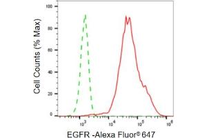Flow cytometric analysis of EGFR expression in HepG2 cells using EGFR antibody (ABIN7798462), 1:2,000). (Recombinant EGFR antibody)