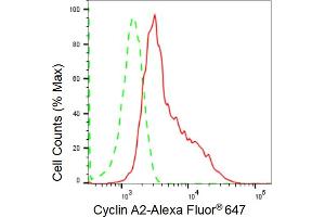 Flow cytometric analysis of Cyclin A2 expression in HepG2 cells using Cyclin A2 antibody (ABIN7798186), 1:2,000).