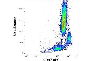 Flow cytometry surface staining pattern of human peripheral whole blood stained using anti-human CD97 (MEM-180) APC antibody (10 μL reagent / 100 μL of peripheral whole blood). (CD97 antibody  (APC))