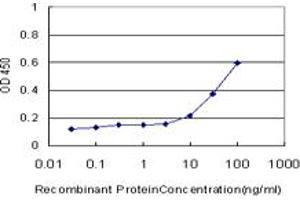 Detection limit for recombinant GST tagged RLN1 is approximately 10ng/ml as a capture antibody. (Relaxin 1 antibody  (AA 27-185))