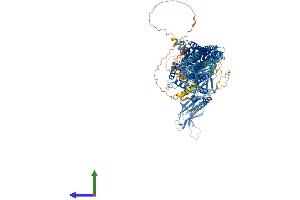 AlphaFold protein structure predicition of Mouse Recombinant Cadps2 Protein, UniprotID Q8BYR5 (CADPS2 Protein (AA 1-1297) (His tag))