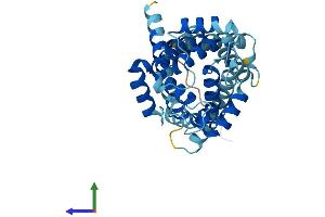 AlphaFold protein structure predicition of Mouse Recombinant Slc25a34 Protein, UniprotID A2ADF7 (SLC25A34 Protein (AA 1-318) (His tag))