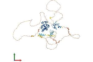 AlphaFold protein structure predicition of Human Recombinant AIRE Protein, UniprotID O43918