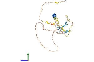 AlphaFold protein structure predicition of Mouse Recombinant Gmnc Protein, UniprotID Q3URY2 (GEMC1 Protein (AA 1-333) (His tag))